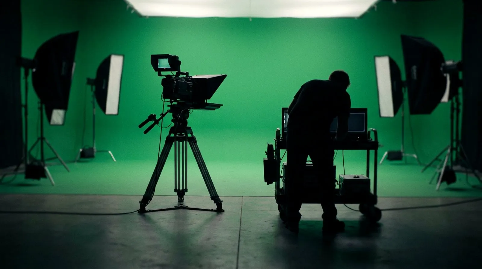 Green screen virtual production studio